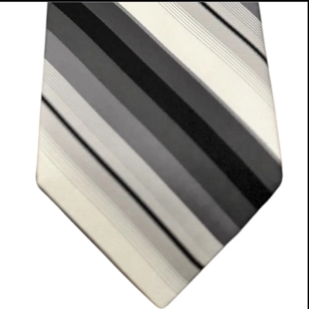 Campia Moda 100% Silk Black and Gray Striped Extra Long Tie Liquid Repellant